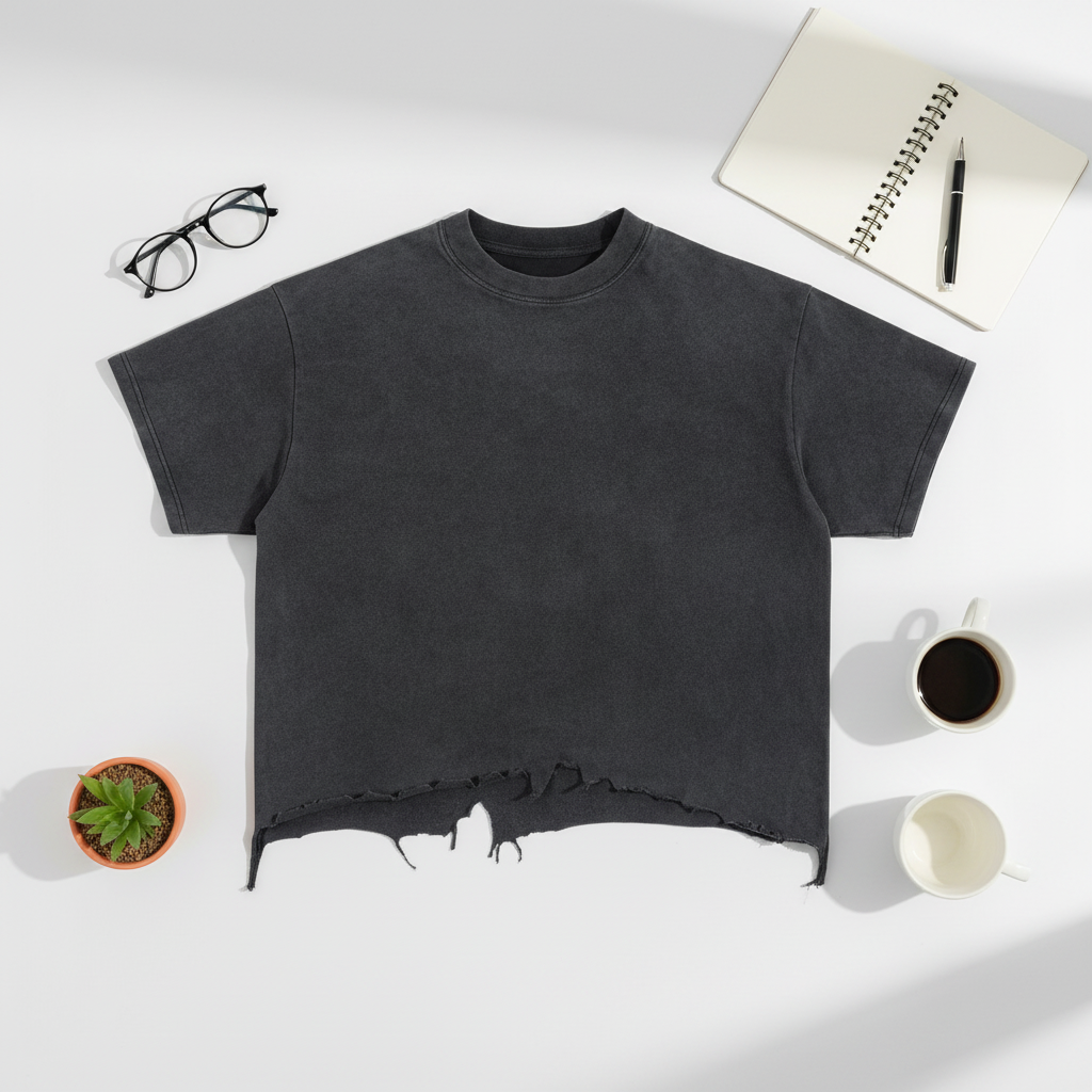 Vintage Wash Boxy Distressed Hem T-Shirt
