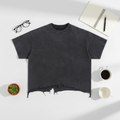 Vintage Wash Boxy Distressed Hem T-Shirt