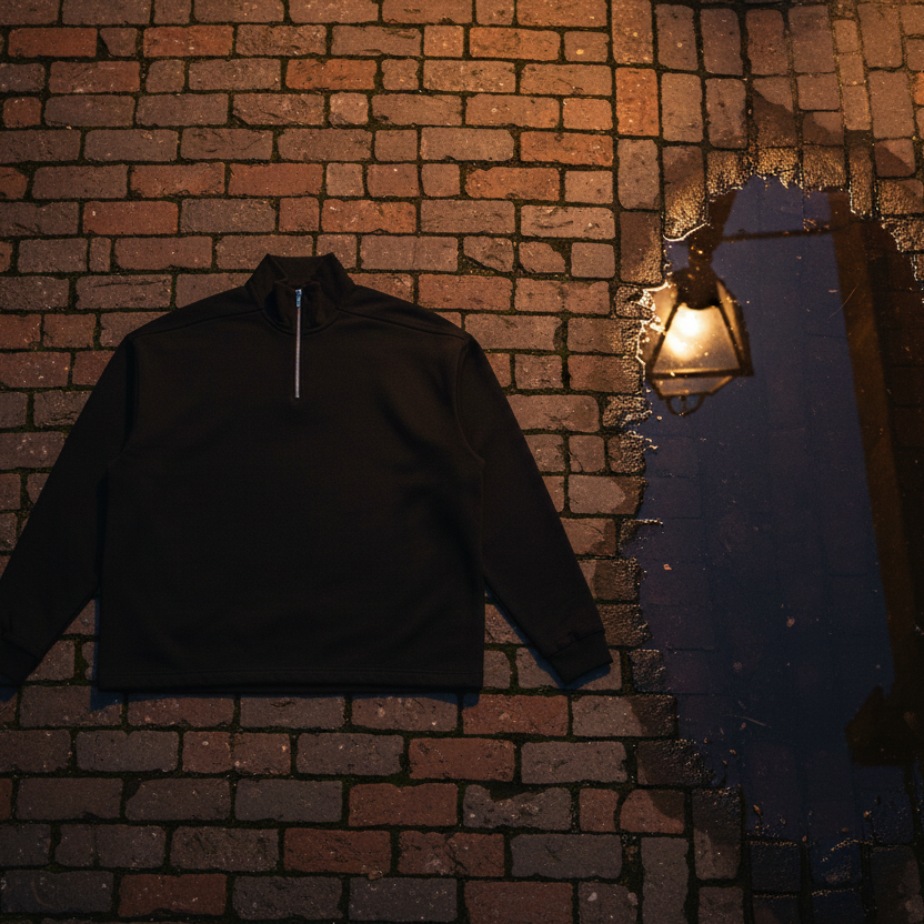 Half-Zip Rolled Edge Fleece Sweatshirt