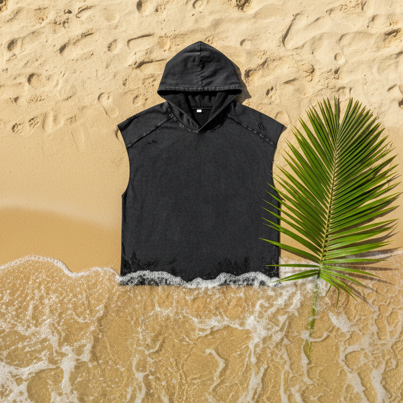 Snow Washed Boxy Hooded Tank Top