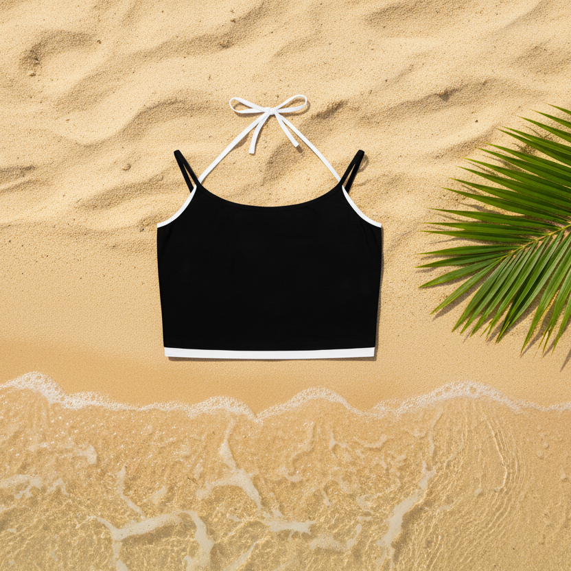 Contrast Binding Halter Tank Top