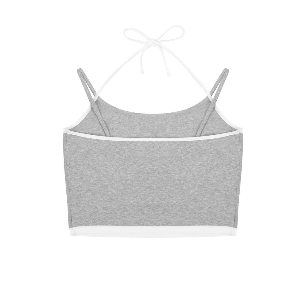 Contrast Binding Halter Tank Top