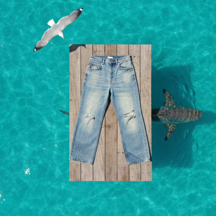 Vintage Wash Distressed Denim Jeans