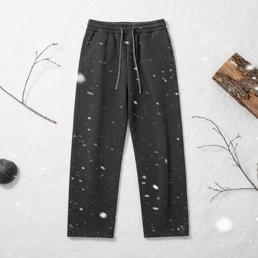 Frayed Enzyme Washed Fleece Sweatpants