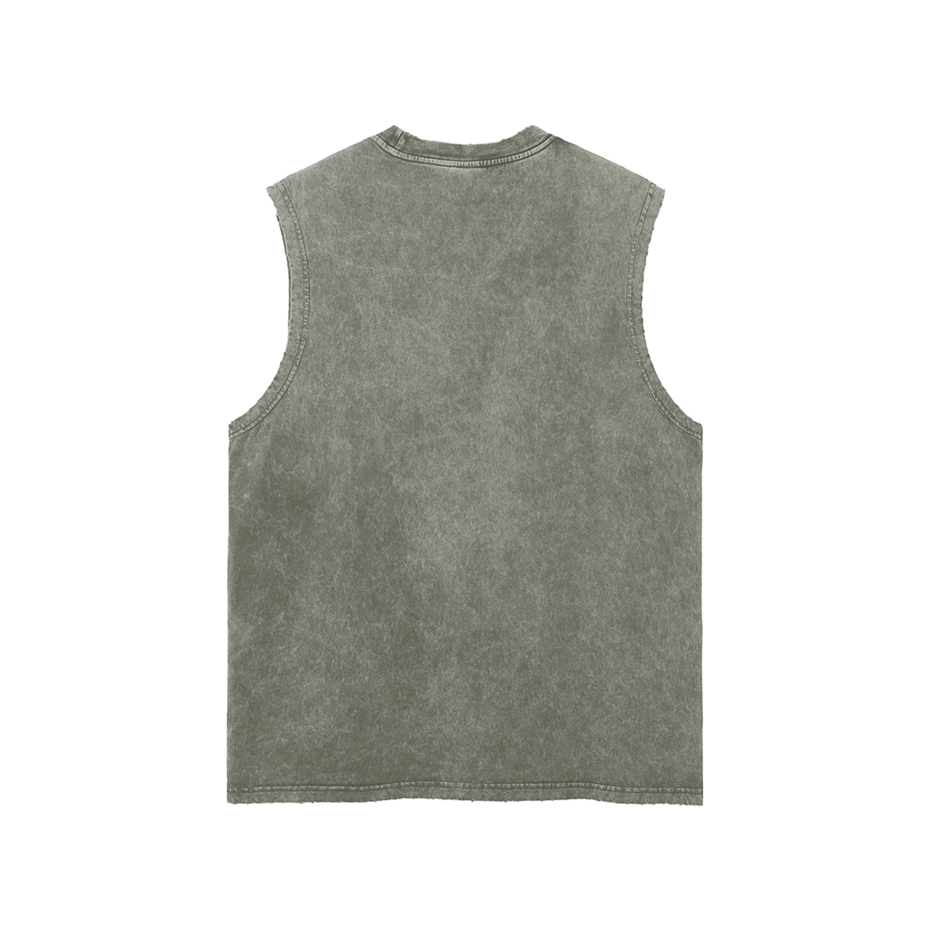 Snow Washed Frayed Hem Tank Top
