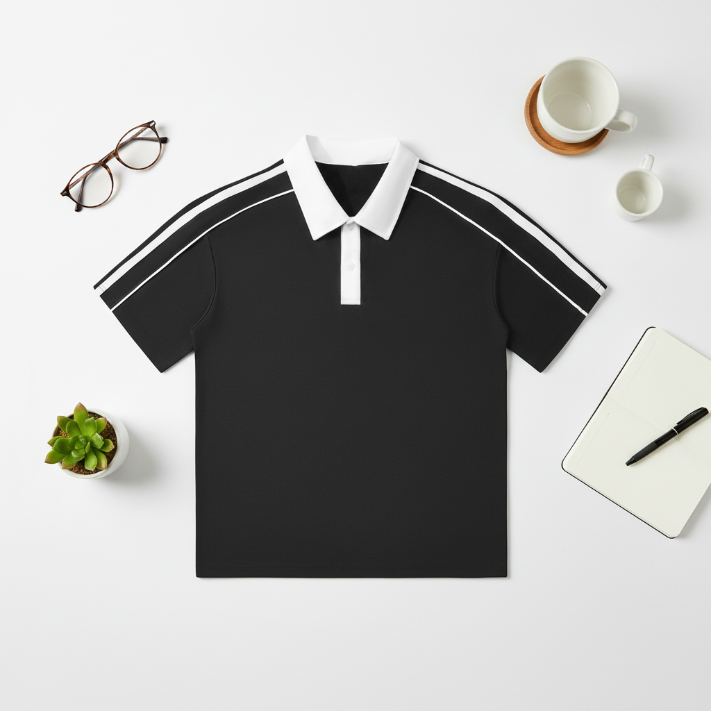 Contrast Collar Short-Sleeve Polo Shirt