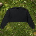 Snow Washed Raw Edge Cropped Sweatshirt