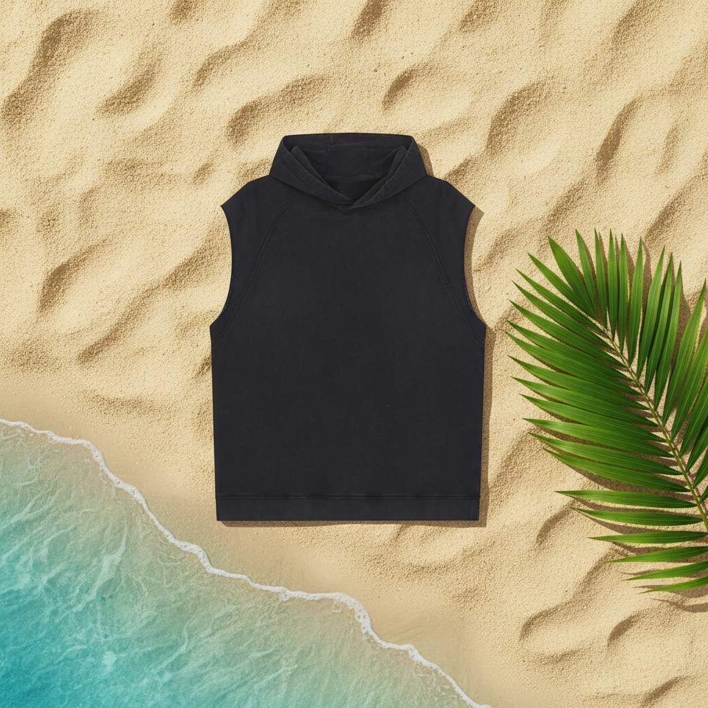 Snow Washed Sleeveless Hoodie