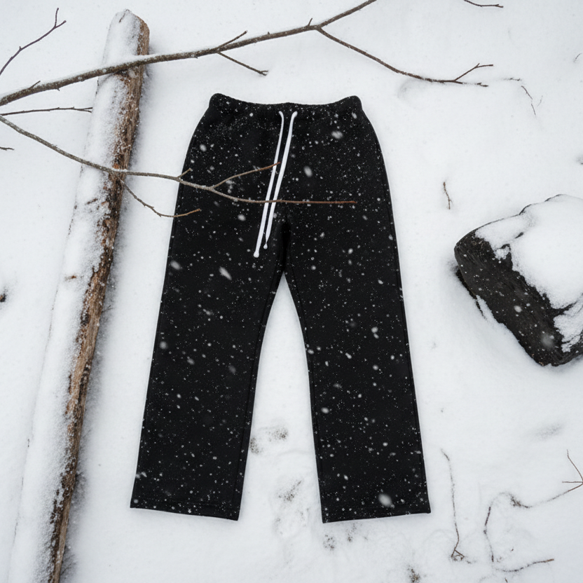 Unisex Solid Color Fleece Straight Leg Pants