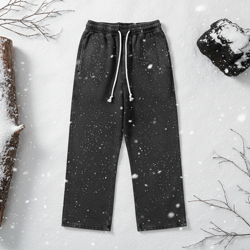 Snow Washed Straight Leg Pants