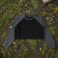 Raw-Hem Color-Block Raglan Crop Sweatshirt