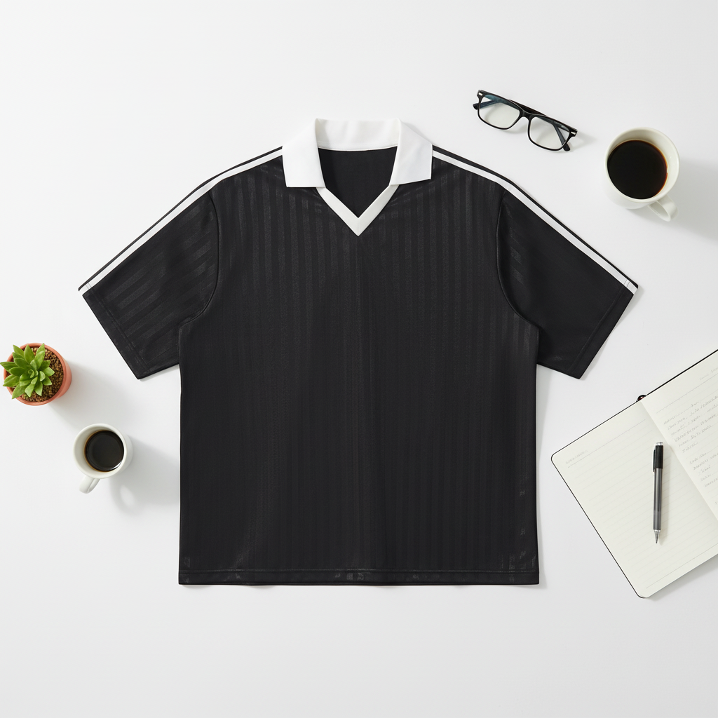 Contrast Collar Striped Soccer Jersey