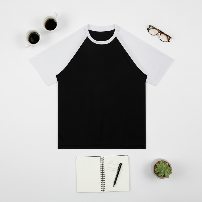 Contrast Raglan Sleeve Mesh T-Shirt