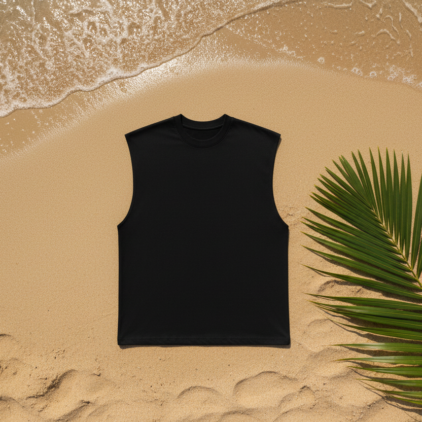Raw Edge Cotton Tank Top