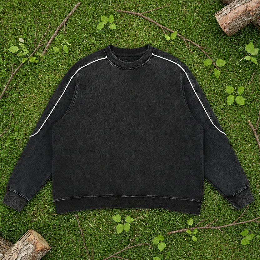Mineral Wash Piping Raw Hem Sweatshirt