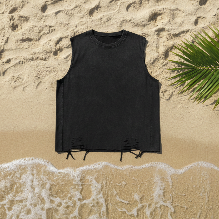 Snow Washed Raw-Hem Tank Top