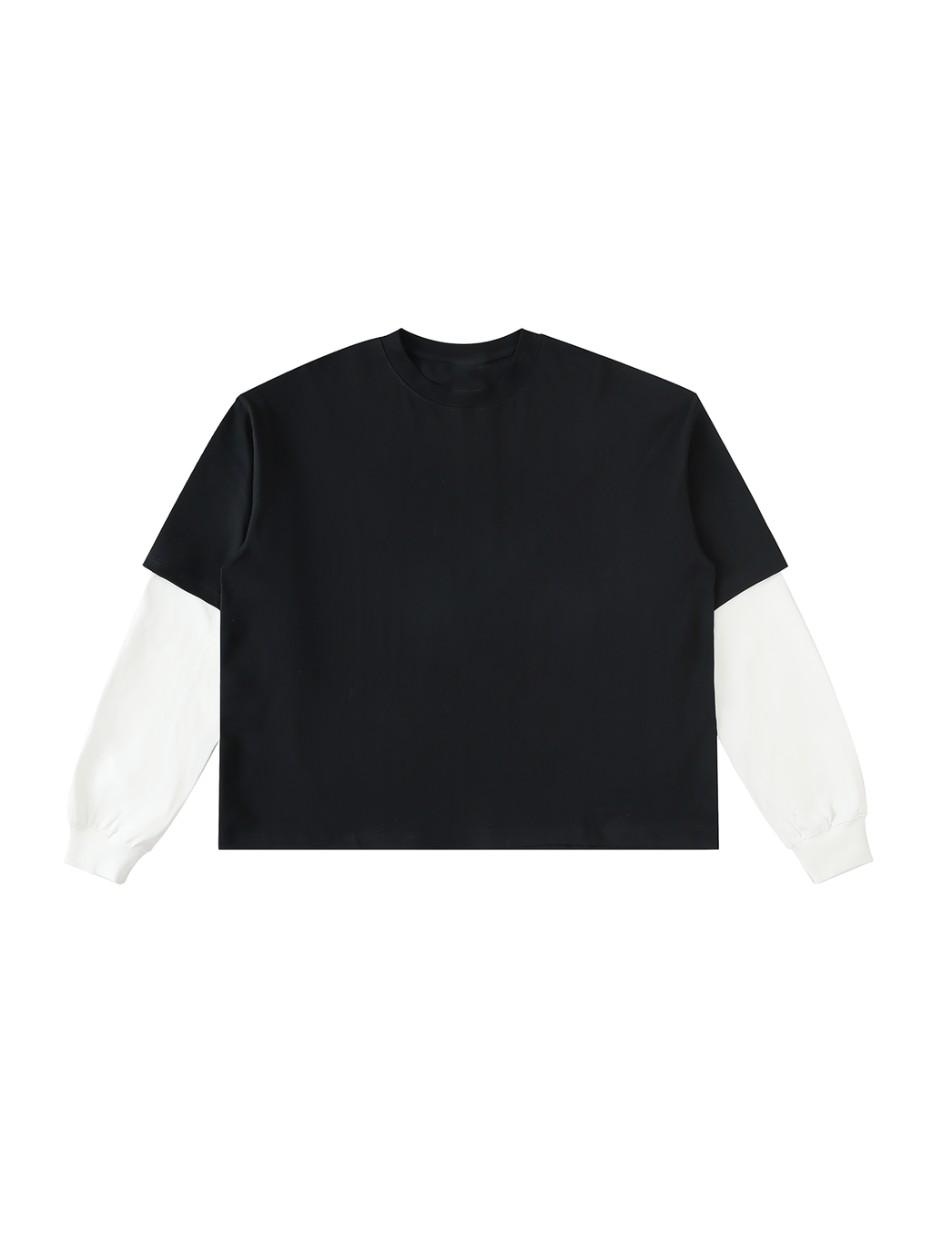 Layered Contrast Sleeve Cotton T-Shirt