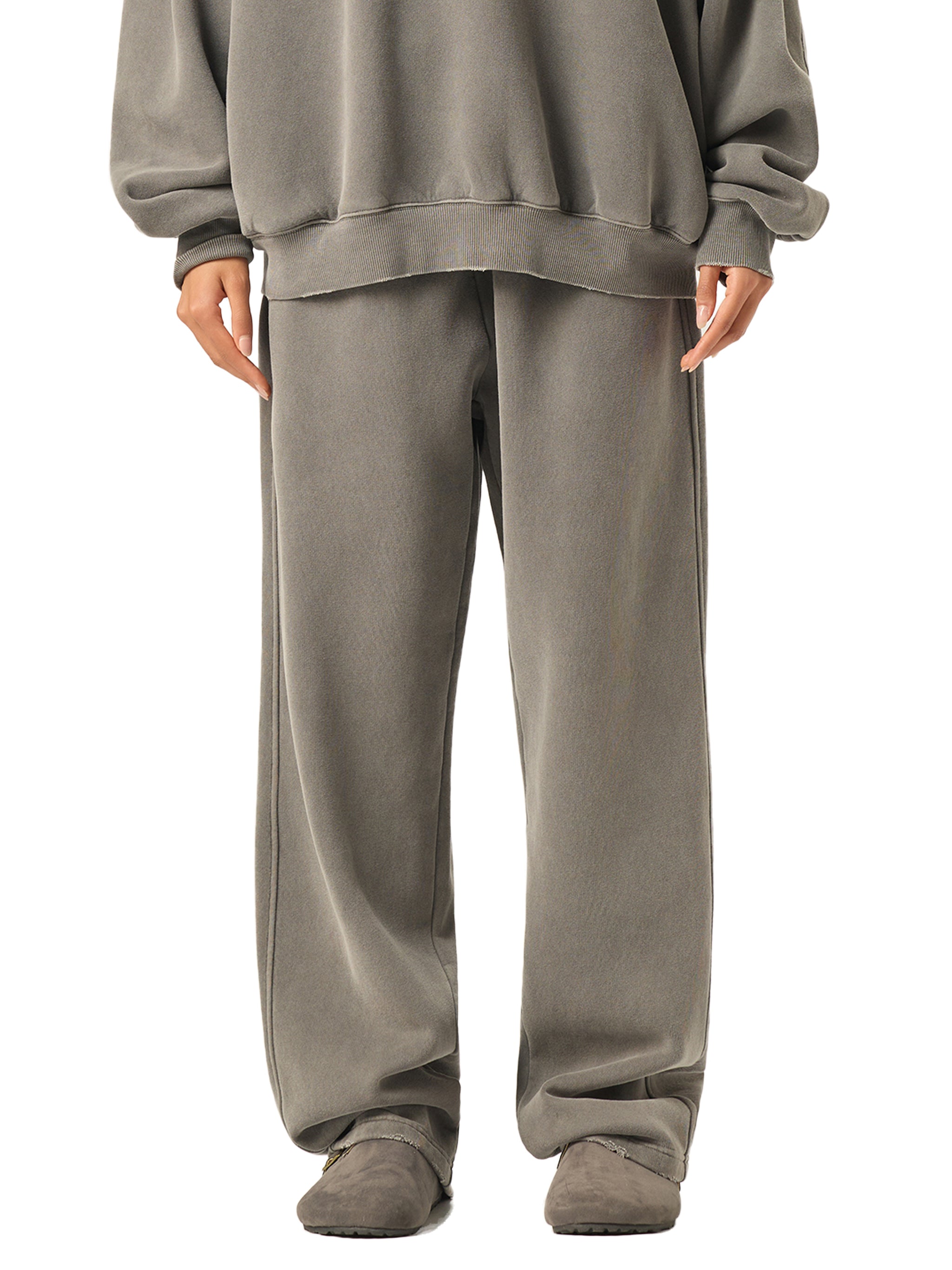 Frayed Enzyme Washed Fleece Sweatpants
